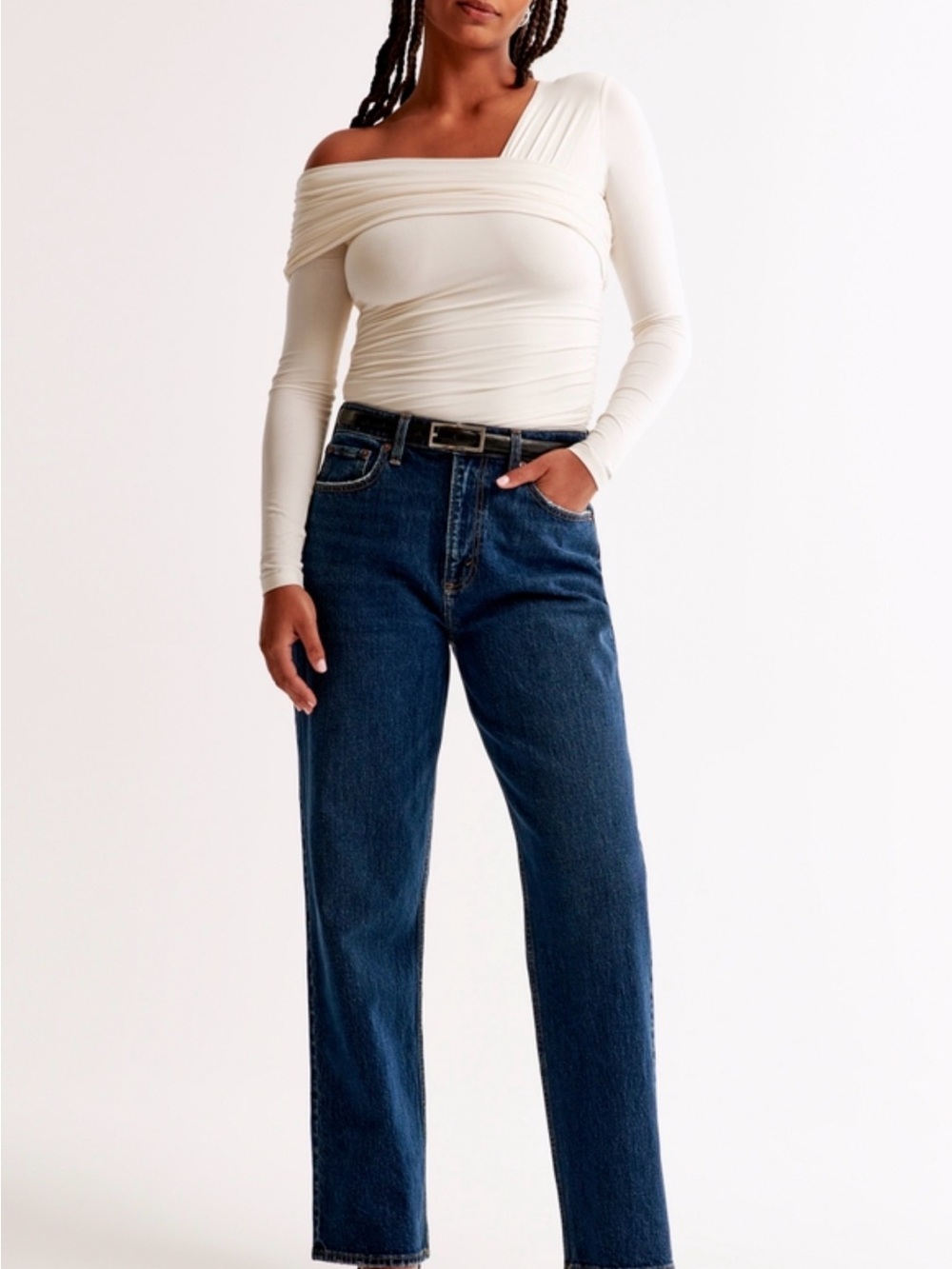 Abercrombie & Fitch Vintage Straight High Rise in Dark Blue - curve love style